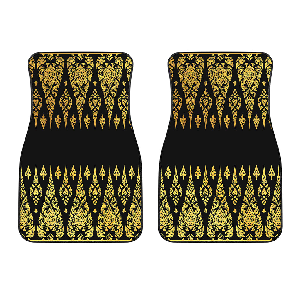Gold And Black Thai Pattern Print Front Car Floor Mats