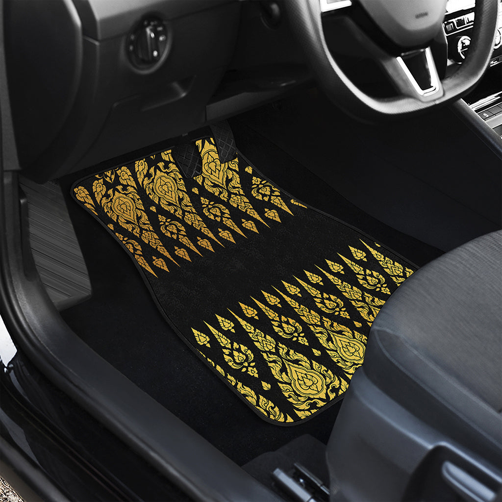 Gold And Black Thai Pattern Print Front Car Floor Mats
