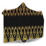 Gold And Black Thai Pattern Print Hooded Blanket