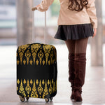 Gold And Black Thai Pattern Print Luggage Cover