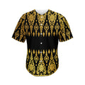 Gold And Black Thai Pattern Print Men's Baseball Jersey