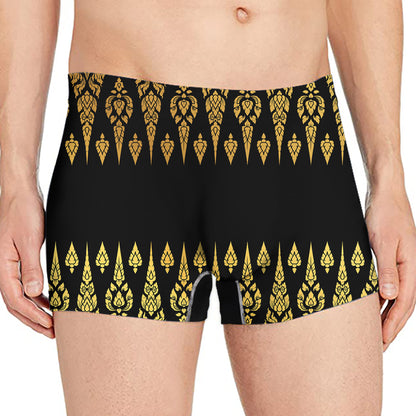 Gold And Black Thai Pattern Print Men's Boxer Briefs