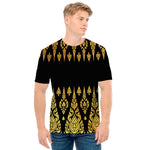 Gold And Black Thai Pattern Print Men's T-Shirt