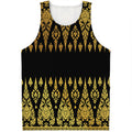 Gold And Black Thai Pattern Print Men's Tank Top