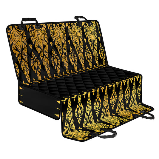 Gold And Black Thai Pattern Print Pet Car Back Seat Cover