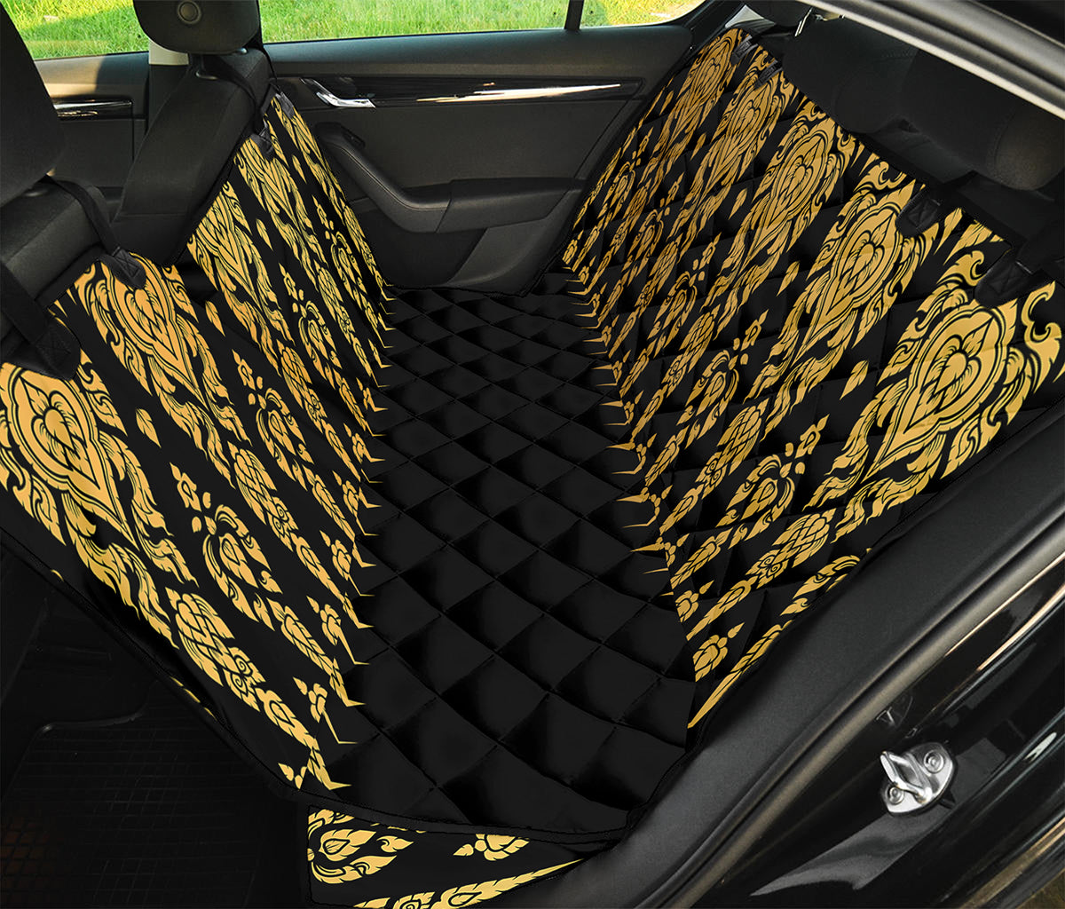 Gold And Black Thai Pattern Print Pet Car Back Seat Cover