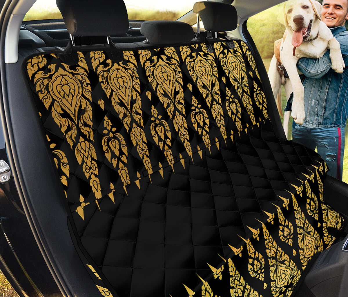 Gold And Black Thai Pattern Print Pet Car Back Seat Cover