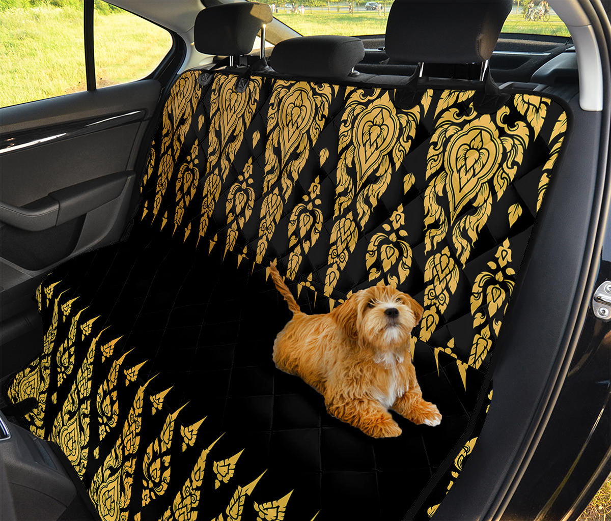 Gold And Black Thai Pattern Print Pet Car Back Seat Cover