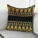 Gold And Black Thai Pattern Print Pillow Cover