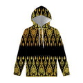 Gold And Black Thai Pattern Print Pullover Hoodie