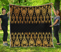 Gold And Black Thai Pattern Print Quilt