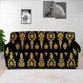 Gold And Black Thai Pattern Print Sofa Cover