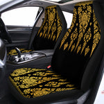 Gold And Black Thai Pattern Print Universal Fit Car Seat Covers