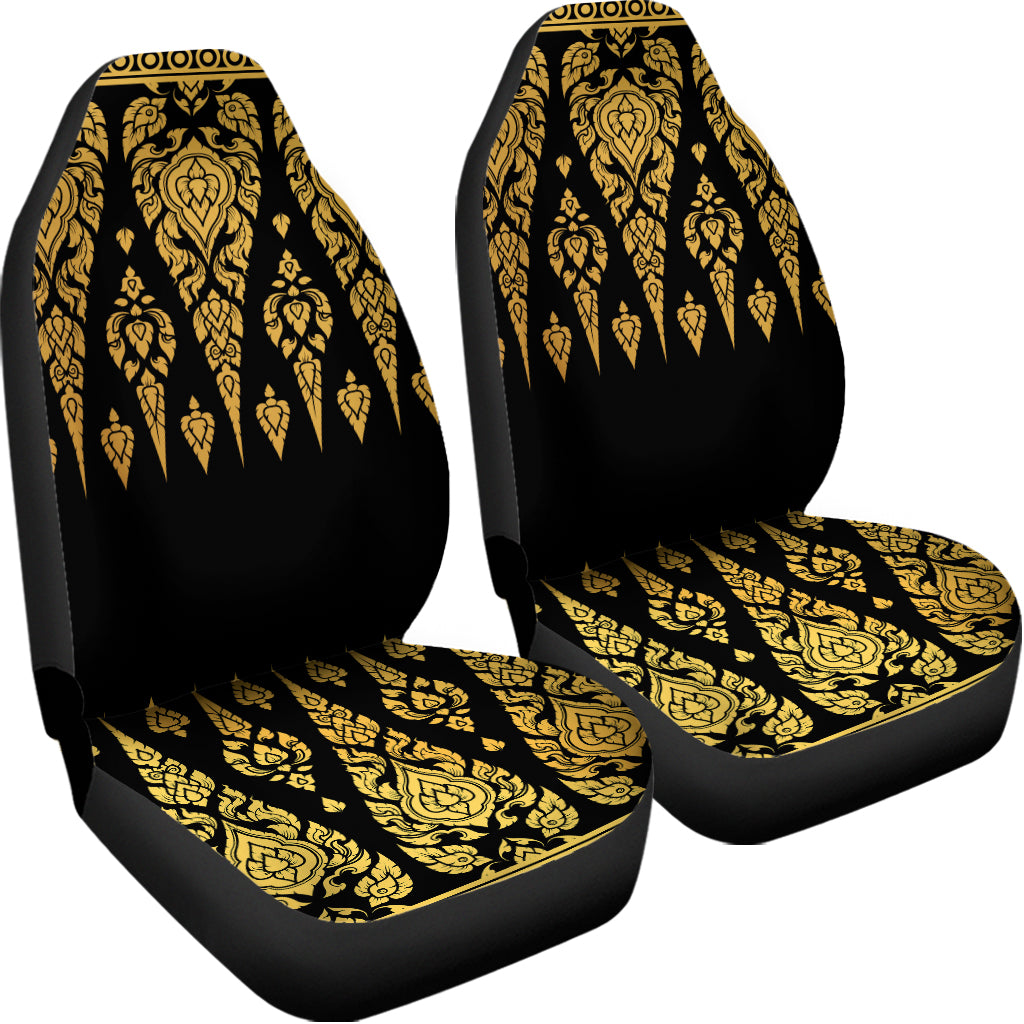 Gold And Black Thai Pattern Print Universal Fit Car Seat Covers