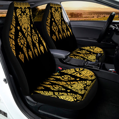 Gold And Black Thai Pattern Print Universal Fit Car Seat Covers
