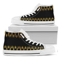 Gold And Black Thai Pattern Print White High Top Sneakers