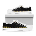 Gold And Black Thai Pattern Print White Low Top Sneakers