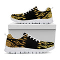 Gold And Black Thai Pattern Print White Running Shoes