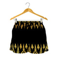 Gold And Black Thai Pattern Print Women's Shorts