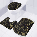 Gold And Black Virgo Sign Print 3 Piece Bath Mat Set