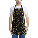 Gold And Black Virgo Sign Print Apron