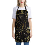 Gold And Black Virgo Sign Print Apron