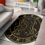 Gold And Black Virgo Sign Print Area Rug