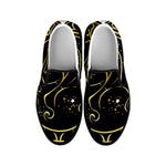 Gold And Black Virgo Sign Print Black Slip On Shoes