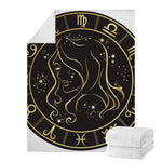 Gold And Black Virgo Sign Print Blanket