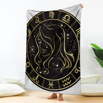 Gold And Black Virgo Sign Print Blanket