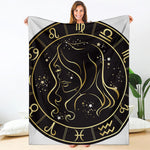 Gold And Black Virgo Sign Print Blanket