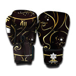 Gold And Black Virgo Sign Print Boxing Gloves