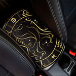Gold And Black Virgo Sign Print Car Center Console Cover