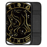 Gold And Black Virgo Sign Print Car Center Console Cover