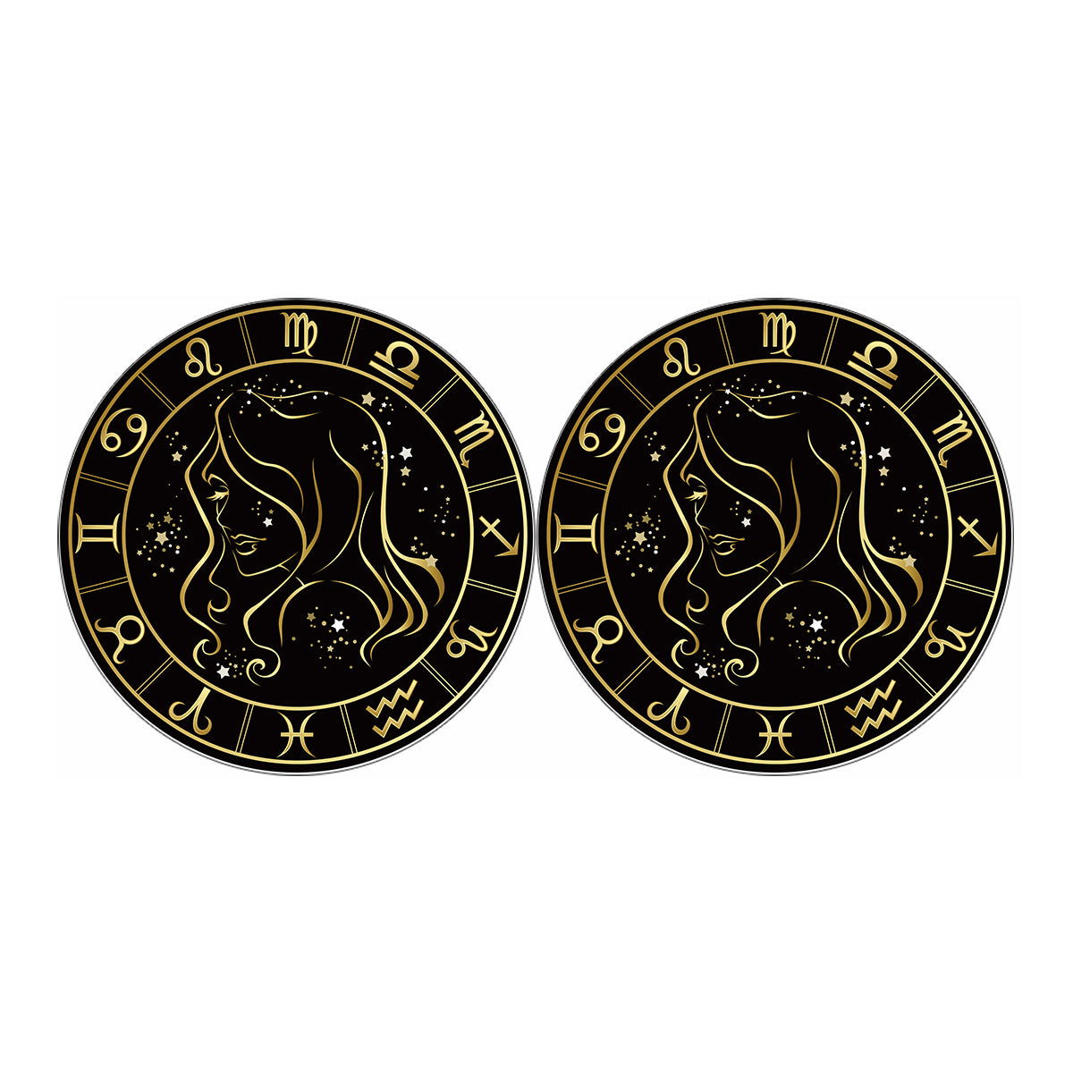 Gold And Black Virgo Sign Print Car Coasters