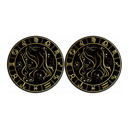 Gold And Black Virgo Sign Print Car Coasters