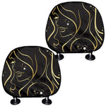 Gold And Black Virgo Sign Print Car Headrest Covers
