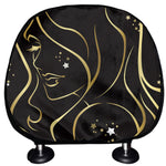 Gold And Black Virgo Sign Print Car Headrest Covers