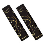 Gold And Black Virgo Sign Print Car Seat Belt Covers