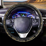 Gold And Black Virgo Sign Print Car Steering Wheel Cover