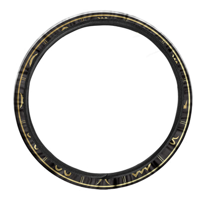 Gold And Black Virgo Sign Print Car Steering Wheel Cover