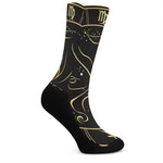 Gold And Black Virgo Sign Print Crew Socks