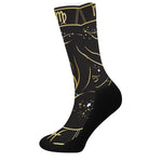 Gold And Black Virgo Sign Print Crew Socks