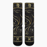 Gold And Black Virgo Sign Print Crew Socks