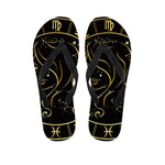 Gold And Black Virgo Sign Print Flip Flops