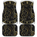 Gold And Black Virgo Sign Print Front and Back Car Floor Mats