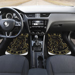 Gold And Black Virgo Sign Print Front and Back Car Floor Mats