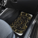 Gold And Black Virgo Sign Print Front and Back Car Floor Mats