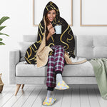 Gold And Black Virgo Sign Print Hooded Blanket