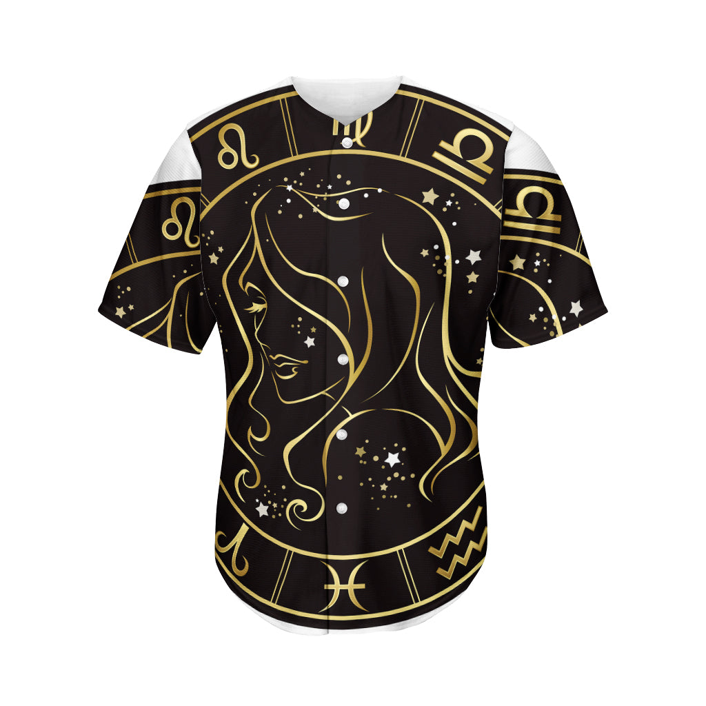 Gold And Black Virgo Sign Print Men's Baseball Jersey